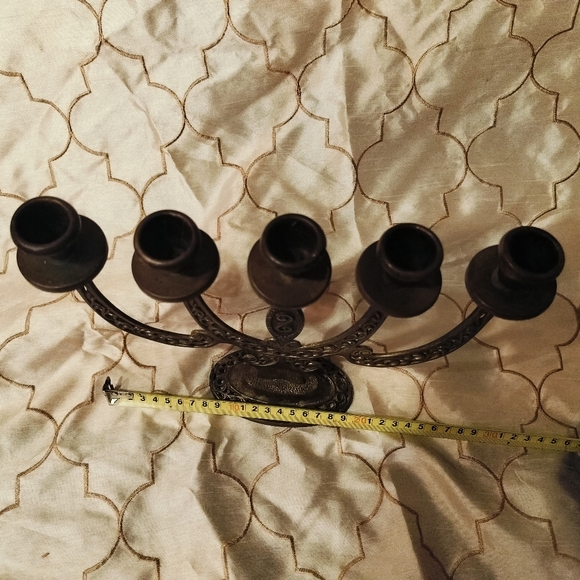 Vintage Sabbat Five Candle Brass & Enamel Candelabra made in Israel - Picture 5 of 10